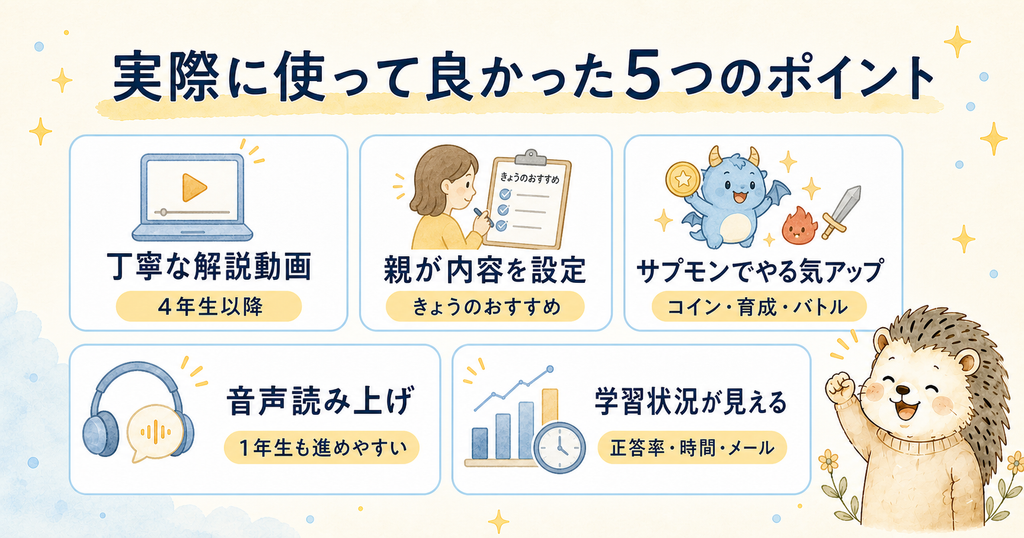 スタディサプリ小学講座を使って良かった点